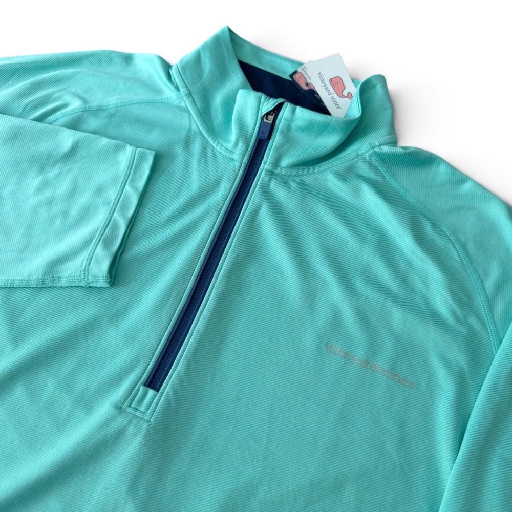 Vineyard Vines 1/4 Zip Golf Performance Pullover NWT Men XXL Aqua Blue Mock Neck
